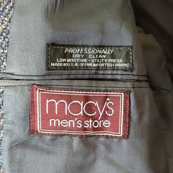 Pierre Cardin 80's Vintage Union Made Herringbone Woven Blazer Jacket Navy 42R - Picture 9 of 16